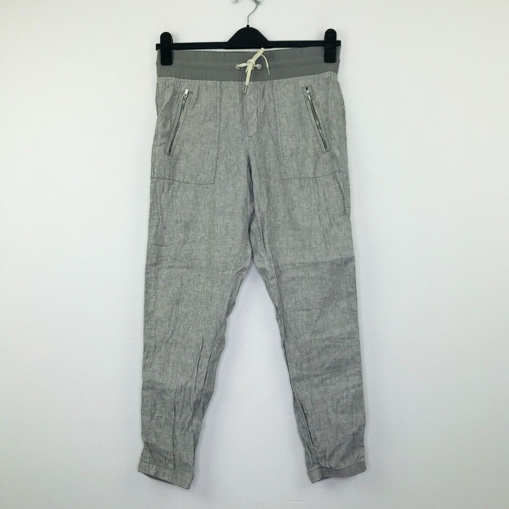 Athleta Women's 6 Pants Gray Cabo Linen Jogger Lightweight Semi Fitted CN21